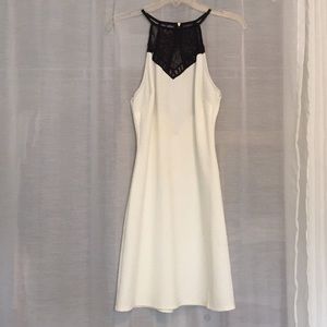 Black and white halter top skater dress